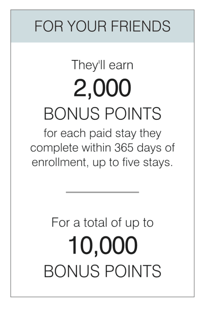Marriott Bonvoy referral details, 2000 points per stay